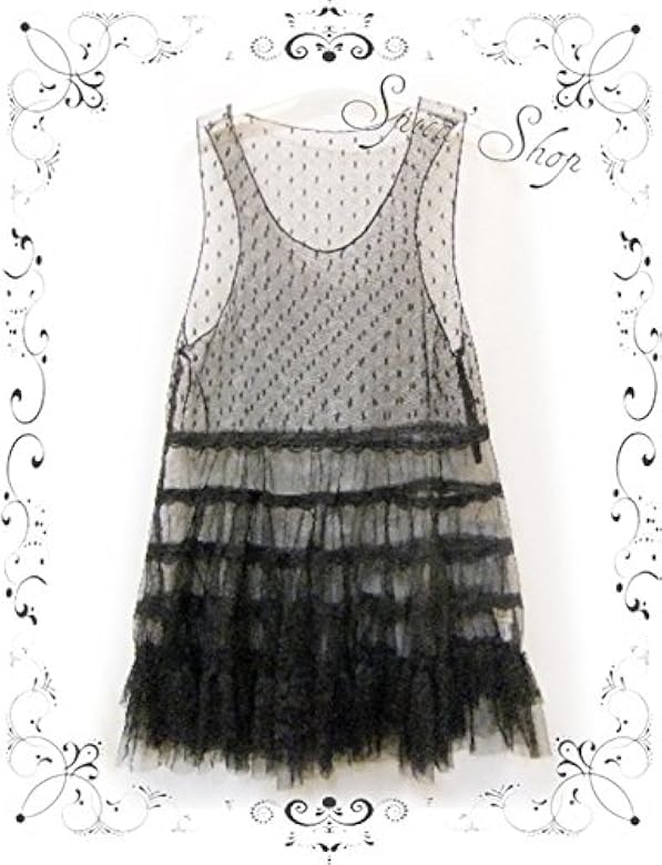 Amazon アンティークレース風チュール レースオーバーワンピース クロ ワンピース チュニック 通販