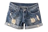Generic Womens Summer Faded Crimping Ripped Jeans Shorts