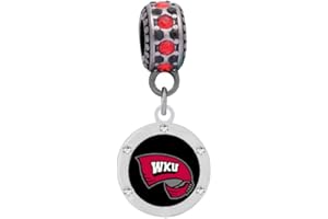 FINAL TOUCH GIFTS Western Kentucky University Crystal Logo Charm Fits Pandora Style Bracelets