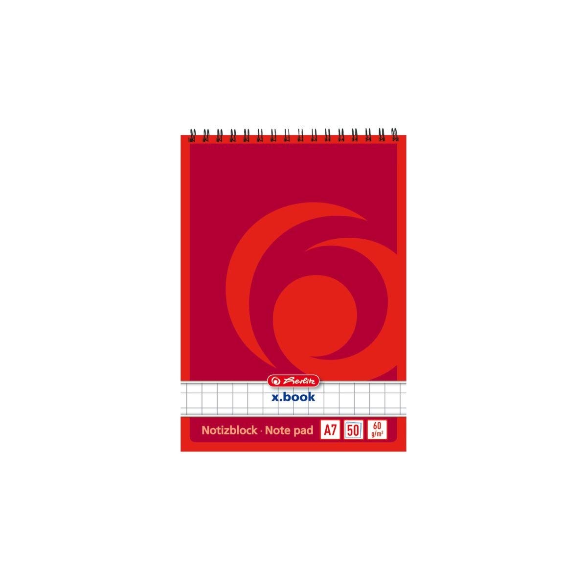 Herlitz 1196344 Spiral Notebook A6, 50 Sheets, Pack of 4 A7