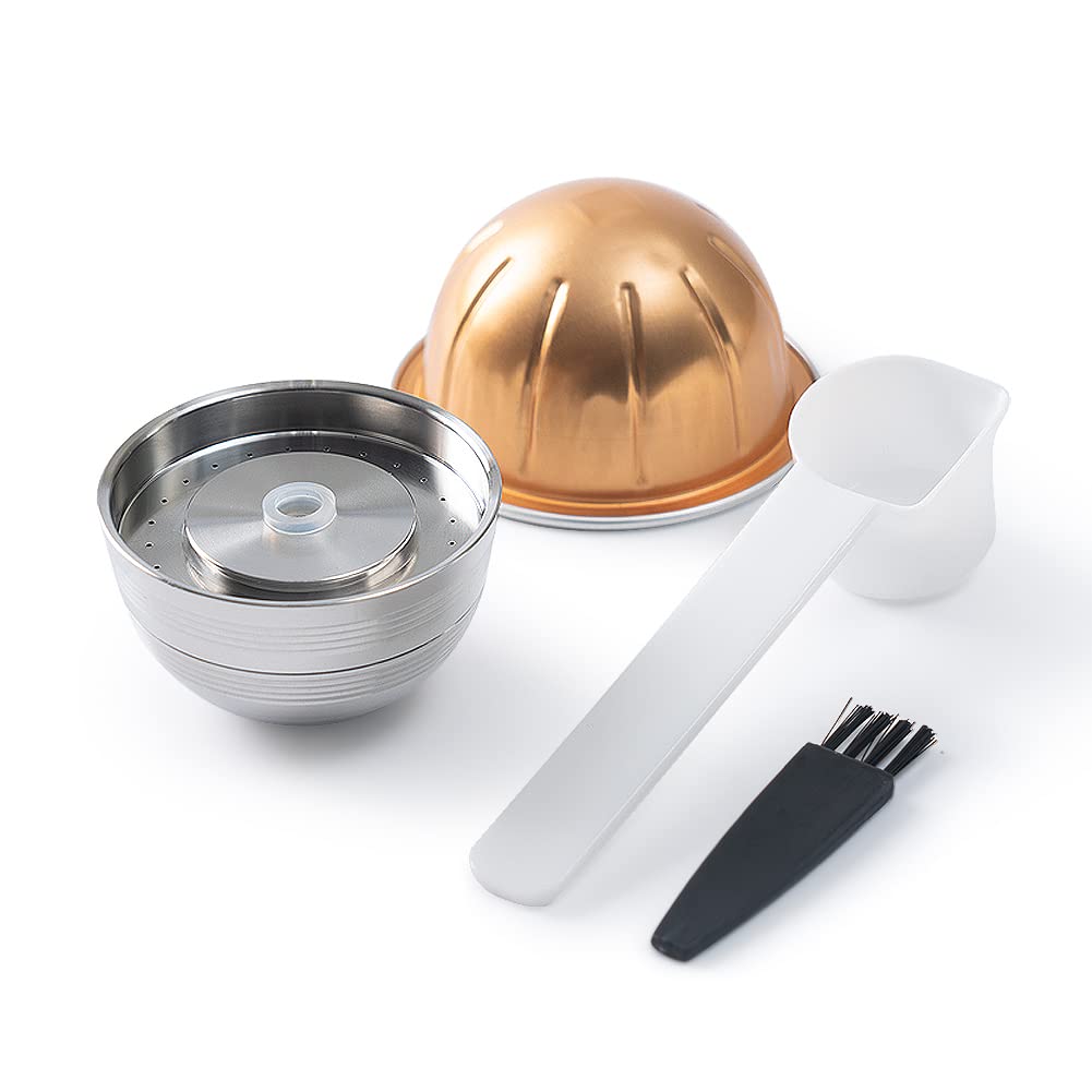 HAILASRE Reusable Coffee Pods Compatible with Vertuoline Pop、Next、Vertuo,Empty Aluminum Coffee Pods-80+150+230ml Each 3pcs Reusable Pod Stainless Steel Refillable Coffee Capsule