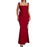 Auraxe Formal Wedding Guest Long Dresses for Women Elegant Bodycon Ruffle Corset Cocktail Party Maxi Dress