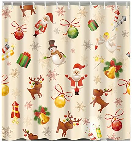 Eureya Shower Curtain for Bathroom,100% Polyester Fabric Christmas Pattern Home Decorative Waterproof Shower Curtains 180x180CM (Christmas Pattern-15)