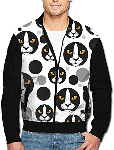 Wymetime Cat Evil Face Fashion Men's Zip Hoodie Stand Collar Jacket