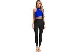 easyforever Womens Dance Unitard One Shoulder Skating Jumpsuit One Piece Bodysuit Stretchy Gymnastics Leotard