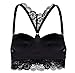 LastFor1 Women's Bras Sexy Embroidered Lace Racerback Thin Cup Bralettes Wirefree Plus Size (XL, Black)