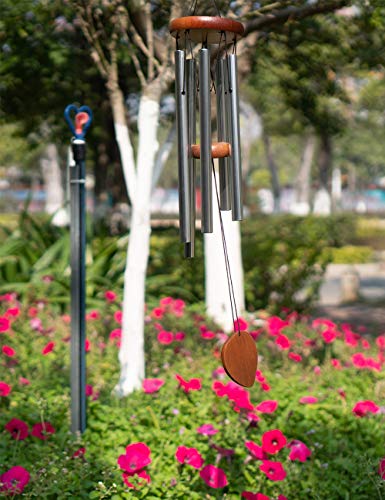 Afirst Wind Chimes Outdoor 22" Beech/Aluminum Silver Chime with S Hook Amazing Grace Wind Chime,A Beautiful Gift for Your Garden, Patio,Porch and Home Decoration