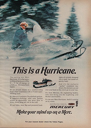 This is a Mercury Hurricane snowmobile magazine ad 1972