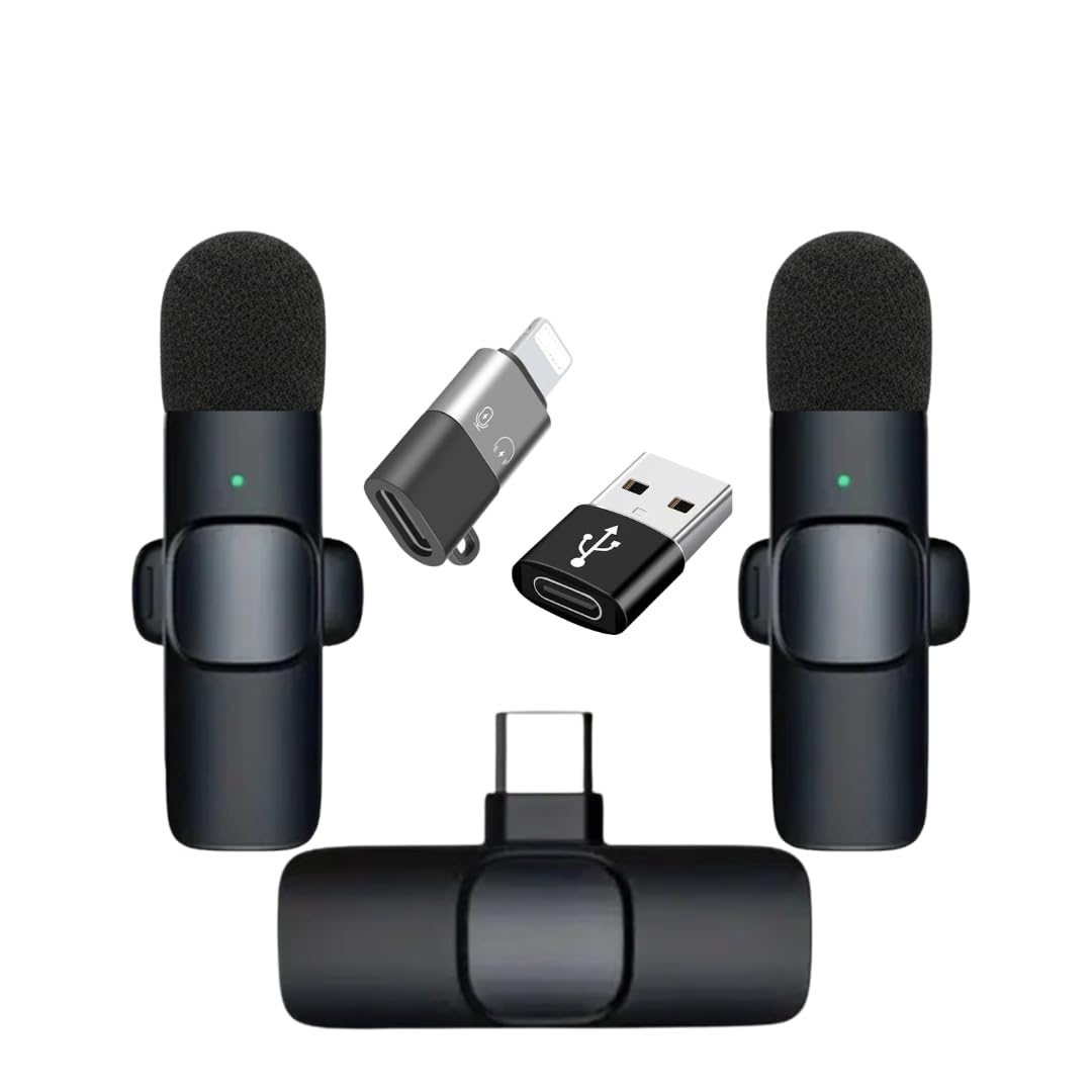 Wireless Microphones, Wireless Lavalier Microphone for iPhone/iOS/Android, Plug-Play Bluetooth Microphone, Mic with 3 Level Noise Reduction Auto Sync for Recording, Live Streaming, YouTube, TikTok