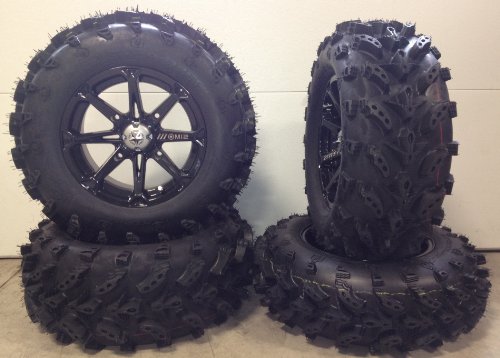 Bundle - 9 Items: MSA Black Diesel 14" ATV Wheels 27" Swamp Lite Tires [4x156 Bolt Pattern 3/8x24 Lug Kit] - Thumbnail 4