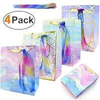 Gift Bags Medium Size Gift Bags With Handles Birthday Gift Bags For Girls Bridesmaids Craft Paper 4 Pack 7" X 4" X 9" Party Bag For Wedding, Bachelorette Parties, Shopping, Baby & Bridal Showers