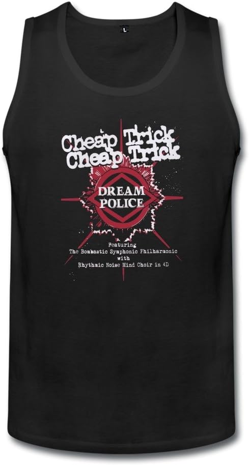 GSTON Cheap Trick Dream Police Cotton Tank Top For Mens Black L