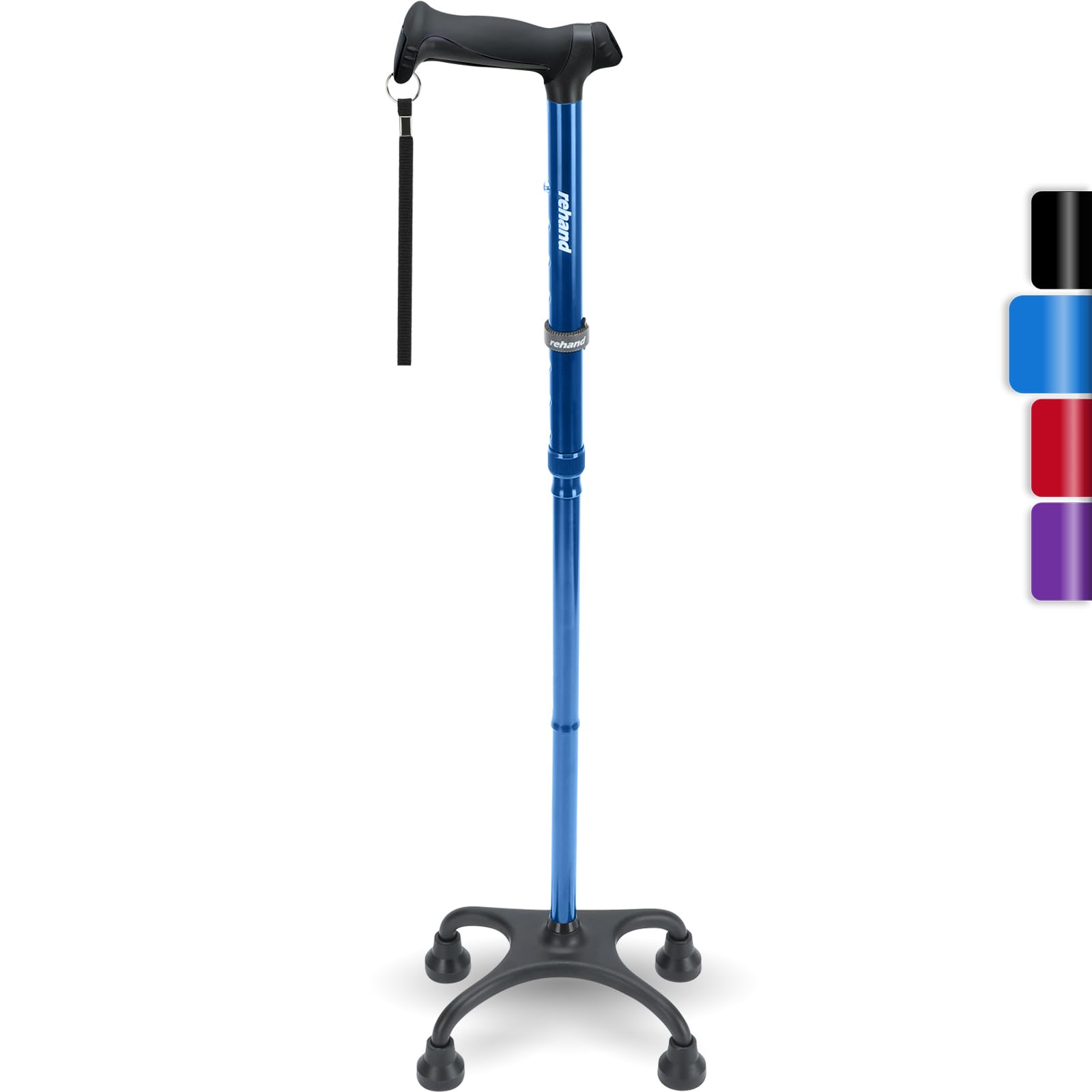 Photo 1 of Rehand Quad Cane, Walking Cane with Ergonomic Handle Ever and Graceful 4-Pronged Base for Extra Stability, Adjustable Walking Sticks for Right or Left Handed Men & Women and Seniors [Blue]