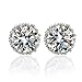 IPINK- Luxurious Round Studs Cubic Zirconia White Gold Plated Stud Earring 9.3MM