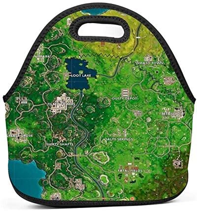 Fort-nite Map Lunch Tote Bag Insulated Large Capacity Portable Picnic Lunch Box Thermal Food Container for Womens Boys Girls and Mens