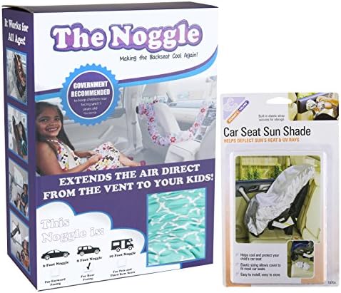 Maven Gifts: Vehicle Child Safety Bundle โ Noggle Automotive Travel System, 6-Foot, Turquoise Quatrefoil with Mommyโs Helper Car Seat Sun Shade โ Extend AC or Heat to Your Backseat Instantly