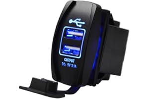 WSAYS Dual USB Charger Rocker Switch Blue Backlit 12V-24V Compatible with UTV Ranger RZR XP Turbo Commander Maverick X3
