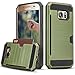 Galaxy S7 Case, TILL(TM) Wallet Case [Card Pocket] Shockproof Dual Protective Shell Rubber Bumper with Card Holder Slot Kickstand Case Cover for Samsung Galaxy S7 S VII G930 GS7 All Carrier [Green]