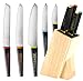 Vremi 6 Piece Knife Block Set with Knives - Kitchen Knife Set with Block Universal Knife Holder Stainless Steel Chef Knife Set Carving Paring Serrated Utility and Chef's Knife Butcher Block Knife Set