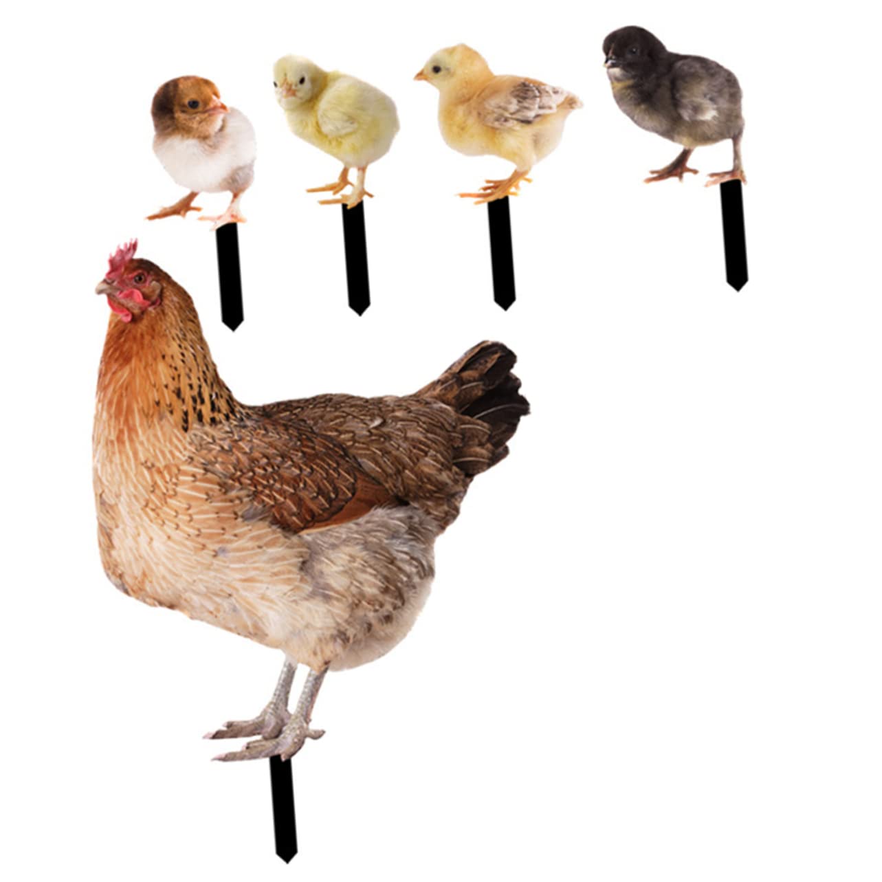 Photo 1 of 1 Set Hen Chick Ground Plug Yard Decor Yard Sign Simulation Chicken Insert Acrylic Chicken Stake Garden Chicken Decoration Courtyard Insert Garden Accessory Yard Ornament Lawn Sign