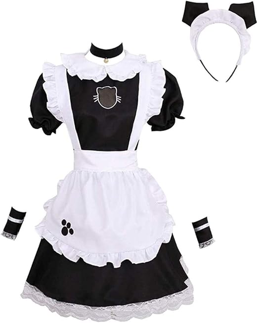 French Maid Lolita Dress with Cat Ear Costume Fancy Party