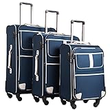 Coolife Luggage 3 Piece Set Suitcase with TSA lock pinner softshell 20in24in28in (Navy.)