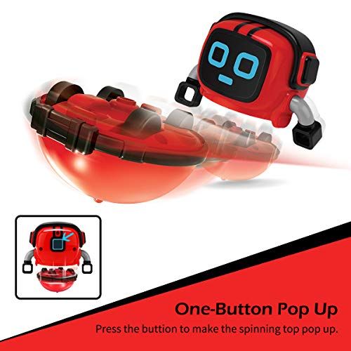 JJRC R7 Novelty Game Toy Spinning Top Robot Battle Gyro Pull Back Car Spinning in Wind Up Gyro Toy for Kids Boys Girls Gifts (Red)