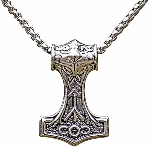Thor's Hammer Pendant Stainless Steel Thor's Hammer Necklace for Comics Superhero Lovers (silver)