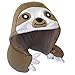 Chibiya Sloth Hooded Animal Travel Neck Pillow Plush Toy Gift, Microbead, Adjustable Drawstring, Perfect for Sleeping On Airplane with Comfortable Neck Support Designed in Japan