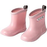NQTOER Toddler Kids Rain Boots for Boys Girls Easy-on Lightweight Waterproof Rainboots Baby