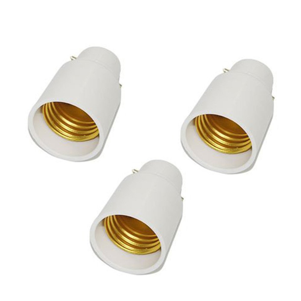 FINELED 3Pack of B22 to E27 Light Adapter Socket Base Converter,Convert Bayonet B22 to Edison 27 Fitting with This Converter