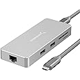 SABRENT Hub USB C, adaptador 9 en 1 a HDMI 2.0 4K 30Hz con Ethernet RJ45 de 1 Gbps, puerto de carga de paso tipo C, SD/MicroS