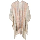 BOCOSO Women's Knit Shawl Wraps, Knitted Poncho Cape Open Front Cardigan Sweater with Tassel for Spring Fall Winter