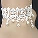 Acxico White Pure Beautiful Gothic Pearl Bridal Wedding Jewelry Lace Necklace