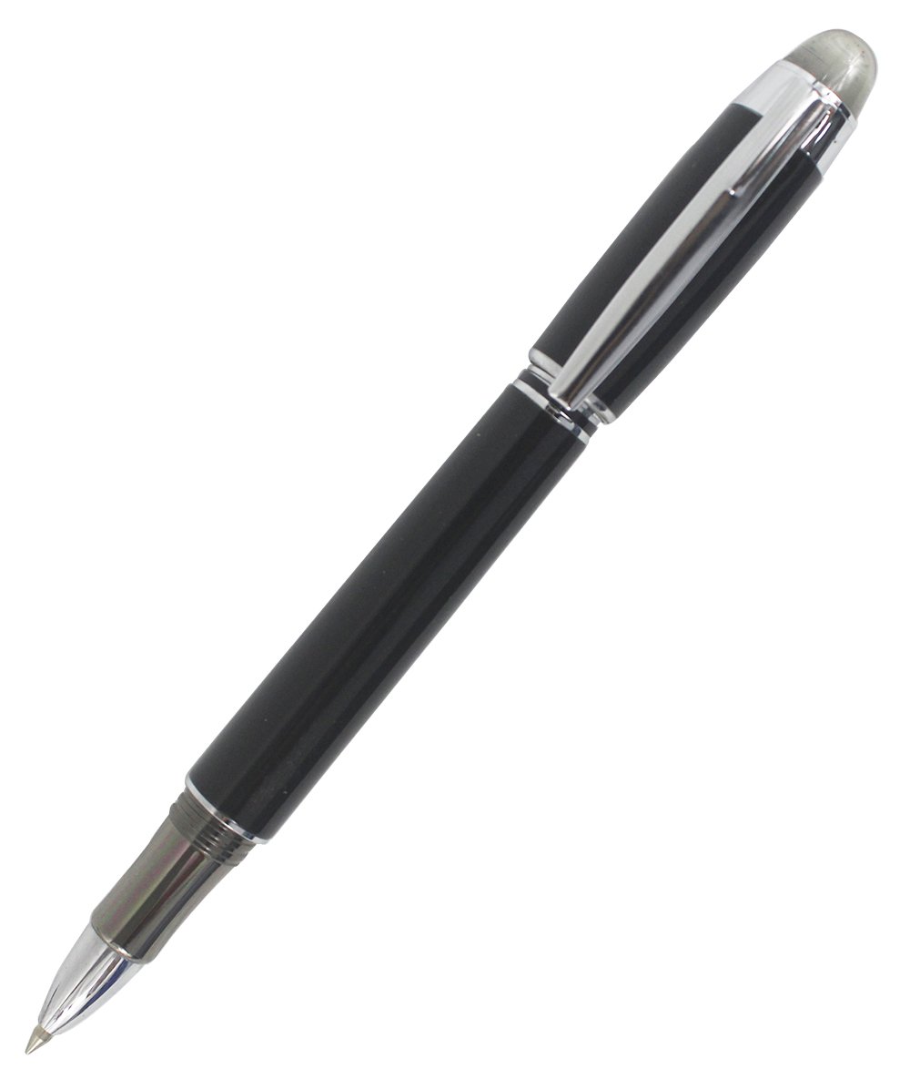 Abcsea Elegant Classic Rollerball Pen Crystal Cap, Screw-type Cap - Black