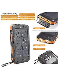 Cargadores solares de Solusor 15000mAh, batería solar portátil doble USB cargador rápido externo, cargador de teléfono solar, linterna para teléfono, cámara