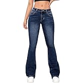 WGXWGX Women's Flare Bell Bottom Jeans Mid Rise Wide Leg Bootcut Jeans Stretchy Denim Pants