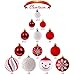 Valery Madelyn Christmas Ball Ornaments Decor, 155ct Traditional Red and White Shatterproof Assorted Christmas Tree Ornaments Value Pack for Xmas Holiday Decoration