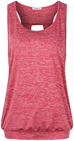Faddare Women's Comfy Scoop Neck Open Back Burnout Workout Yoga Tank Tops Shirt