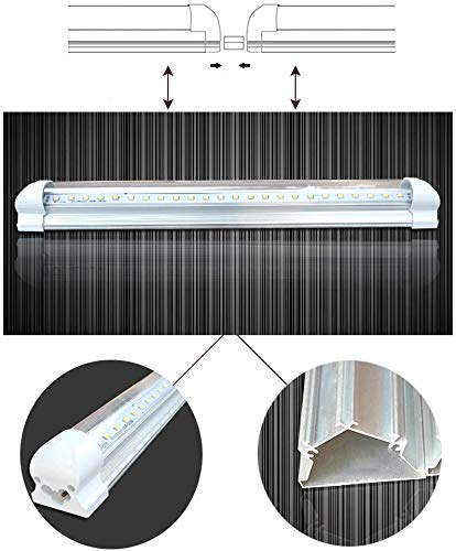 T8 1FT 3FT LED V Shape Integrated Tube Lights 5000k-6000k, Transparent Cover Utility Shop Light, Ceiling and Under Cabinet Light,for Garage,Warehouse,Plug and Play (6000k, 1-Pack)