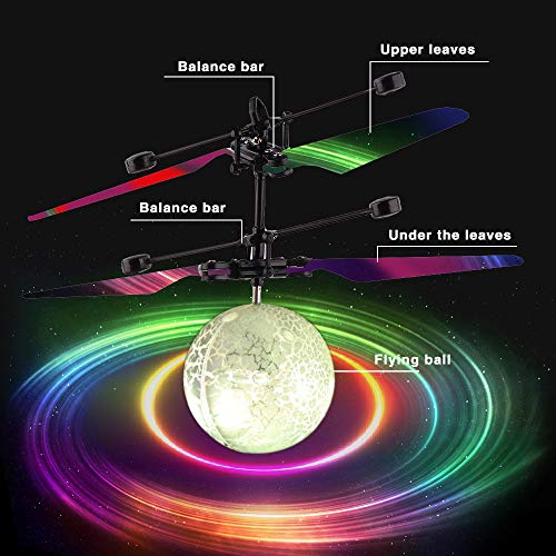 UTTORA Flying Ball, Kids RC Flying Toys Infrared Induction Helicopter Ball Kids Gadgets Mini Drone Flying Toys Built-in 7 Color Changing LED Lights for Kids Adults