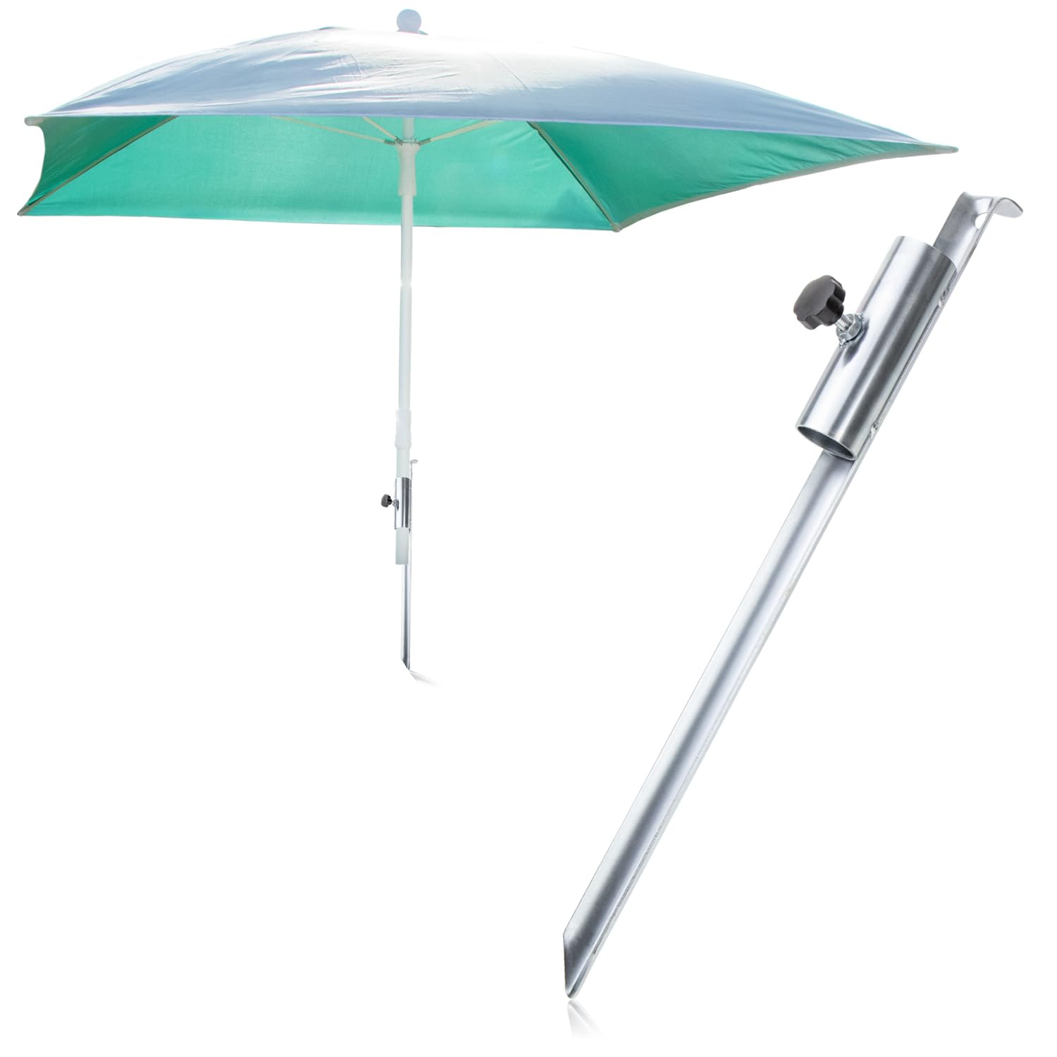 com-four® parasol holder made of galvanized steel - ground spike for the ground - base for parasol on the beach - parasol stand - Ø 12-32 mm (metallic)