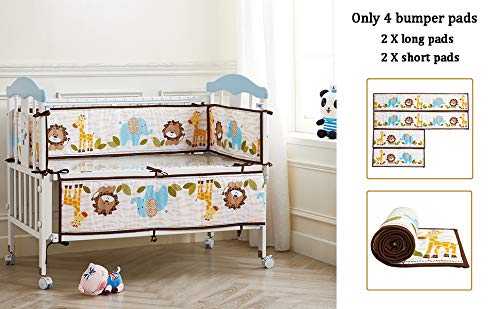 Wowelife Jungle Baby Bumper Pads Lion Elephant and Giraffe Crib Bumper Pads Safe for Baby(Brown Zoo)