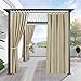 RYB HOME Outdoor Curtains for Patio - Waterproof & Sunlight Block Out Insulated Privacy Indoor Outdoor Curtains for Front Porch Garden Backyard, 1 Panel, 52 inch Wide x 95 inches Long, Cream Beige