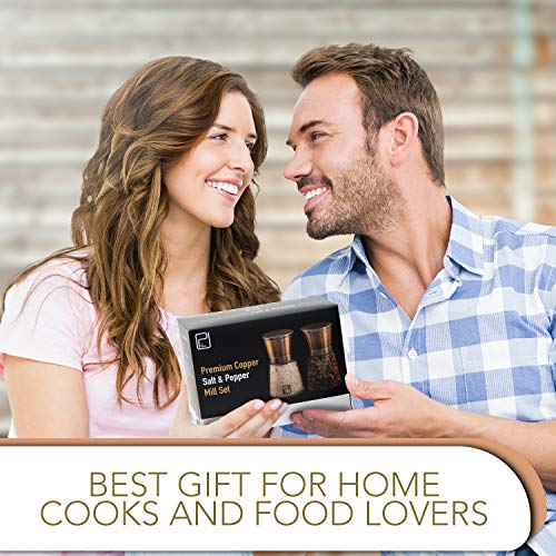 Premium Salt and Pepper Grinder Set - Best Copper Stainless Steel Mill