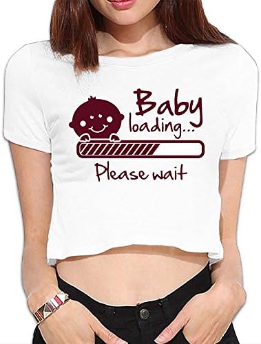 Kaiwa Baby Loading Women's Summer Short Sleeve T Shirt Relaxed Bare Midriff Crop Top L