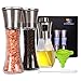 Salt and Pepper Grinder Set Oil Sprayer for Cooking Stainless Steel Pepper Mill Shaker Tall Salt and Pepper Grinder Adjustable Coarseness with Silicone Funnel Cleaning Bottle Brush for Home Chef-5Pack