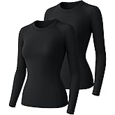 Women Long Sleeve Compression Shirts Underscrubs Workout Athletic Tops | 4-Way Stretch &amp; Breathable Moisture Wicking Soft Fabric, UPF 50+ &amp; Quick Dry Undershirts for Gym, Yoga, Running &amp; Nursing