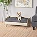 Great Deal Furniture Ophelia Mid Century Modern Pet Bed with Acacia Wood Frame, Light Gray and Graythumb 1