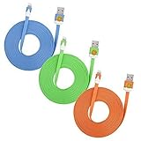 3 Pack HIGH QUALITY 3M (10ft) Heavy Duty Flat Noodle Lightning USB SYNC Cable Charger Cord for Apple iPhone 6, 6 Plus, 5, 5C, 5S, iPad 4, iPad Mini, Ipad Air, Air 2, iPod Touch 5th Gen, Nano 7th Gen, Support Latest IOS 8-pin to USB - blue,green,orange